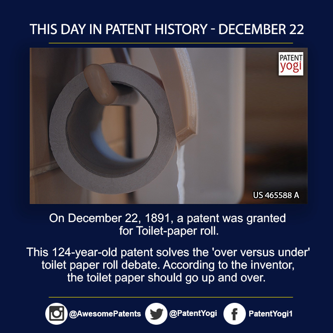PatentYogi_On December 22, 1891, a patent was granted for Toilet-paper roll