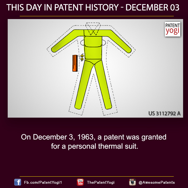 PatentYogi_On December 3, 1963, a patent was granted for a personal thermal suit
