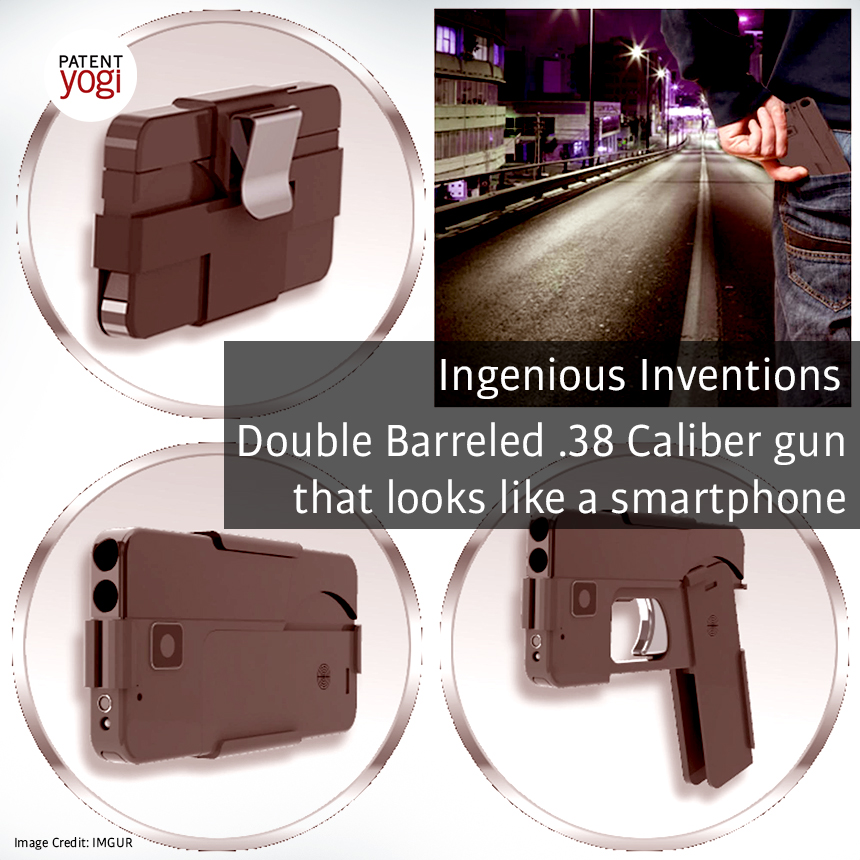 PatentYogi_Double Barreled 38 Caliber gun that looks like a smartphone